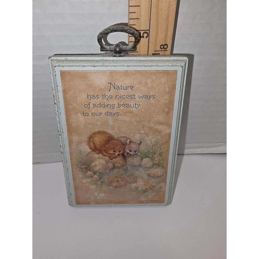vintage 1970s Hallmark Cards wood wall plaque artwork woodland animals